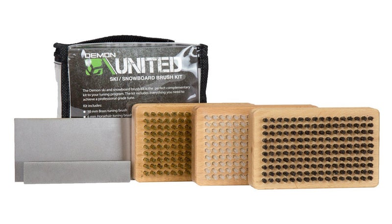 Demon United Ski/Snowboard Wax Brush Kit - Bonus Includes Metal Scraper and Edge File - Image 1